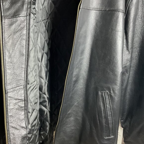 NWT Oscar Piel Mens Black Leather Jacket Zip Closure & Pockets - Picture 8 of 8